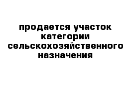 продается участок категории сельскохозяйственного назначения